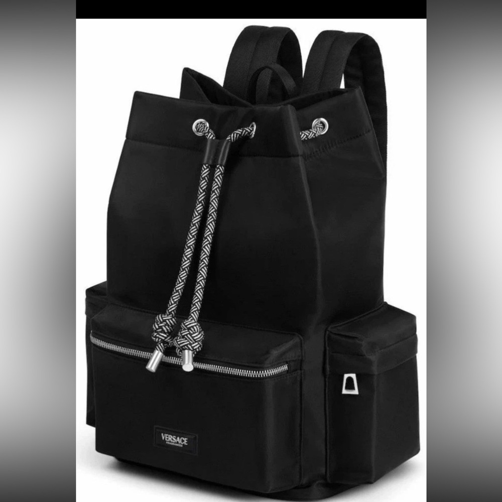 Versace Fragrances Black Nylon Backpack